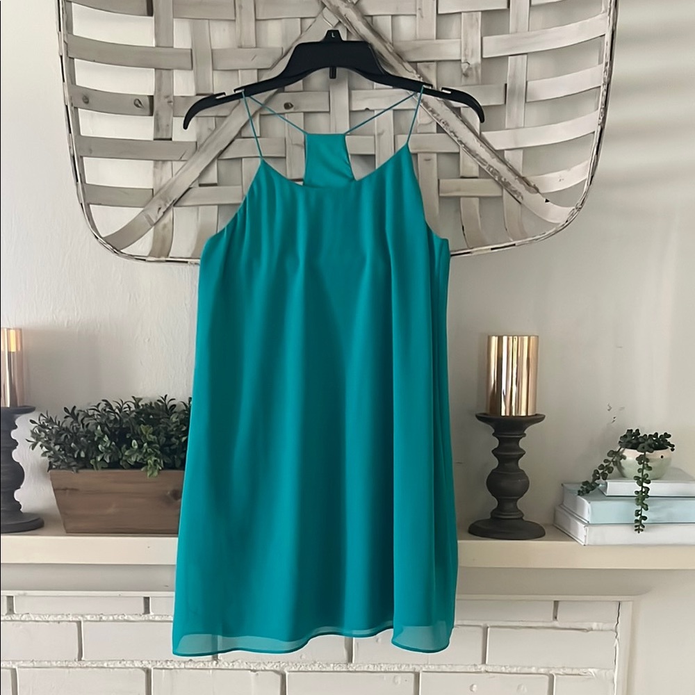 Elegant Teal Sleeveless Mini Dress
